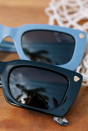 blue and black sunglasses