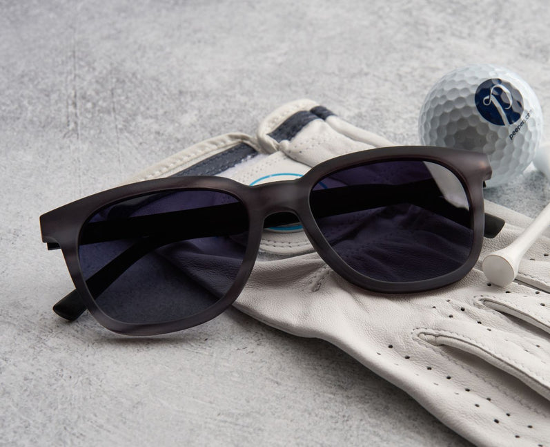 Dr. Peeper dark tinted slim angular sunglasses in black with gray peepers case Hank - Peepers by PeeperSpecs main image 2