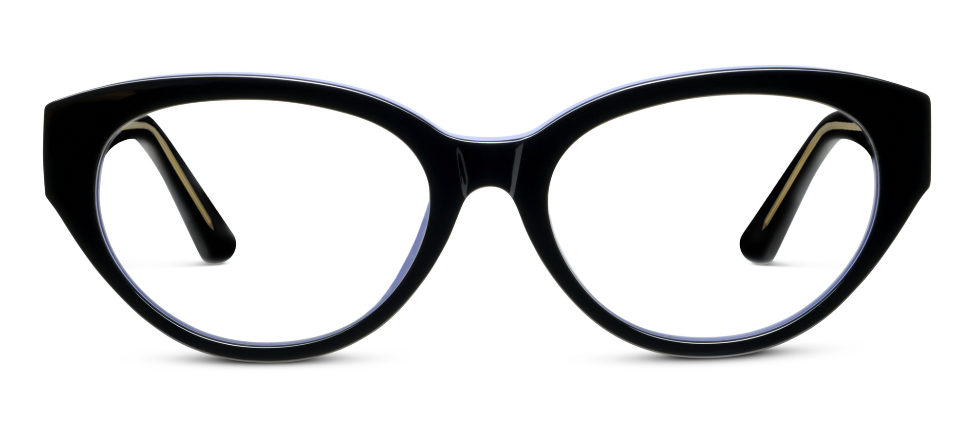 Front view of frame 'Montecito Charm' in color 'Black / Periwinkle'
