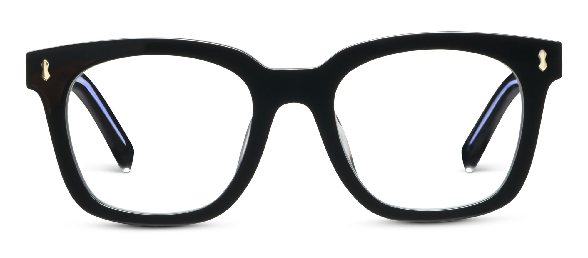 Front view of frame 'Lakefront' in color 'Black / Periwinkle'