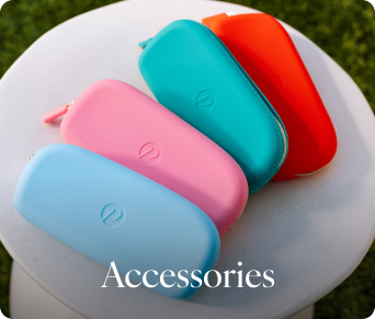 Four colorful accessories on a white surface with 'Accessories' text.