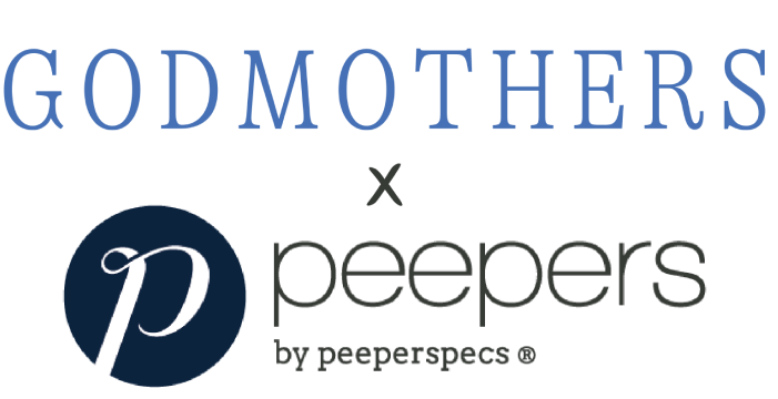 Logo of 'GODMOTHERS x peepers' with peeperspecs branding on a white background