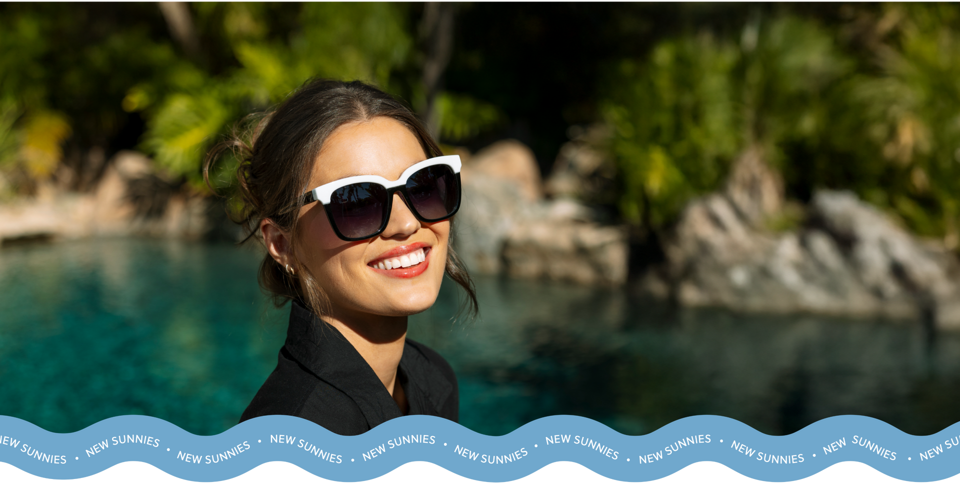 Main hero: women wearing frenchy polarized sunglasses outside