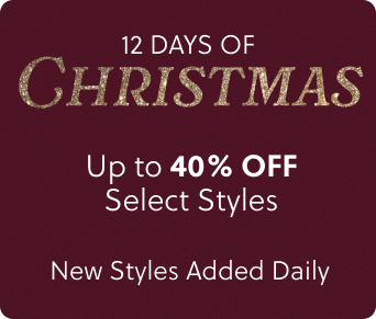 Promotional text for '12 Days of Christmas' sale with discount information on a dark red background.