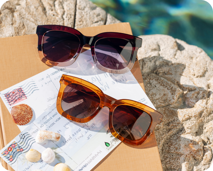 sunglasses by a pool