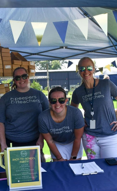 Teachers lined up at the annual Peepers for Teachers back-to-school event