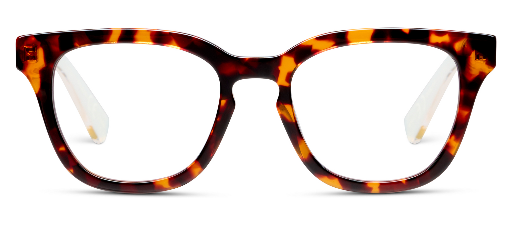 Front view of frame 'Summerland' in color 'Tortoise / White'
