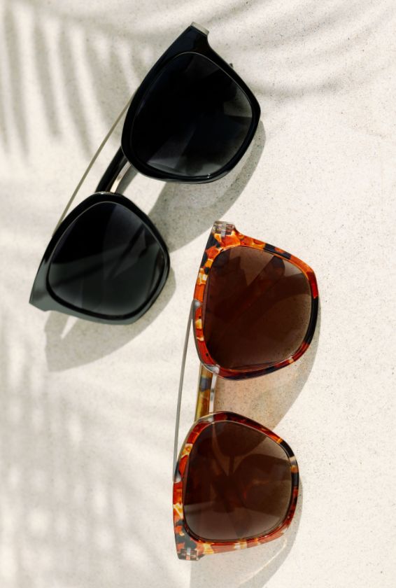 Palm Beach sunglasses with a white background and a shadow