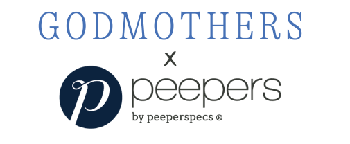 Collaboration between 'Godmothers' and 'peepers by peeperspecs' on a white background