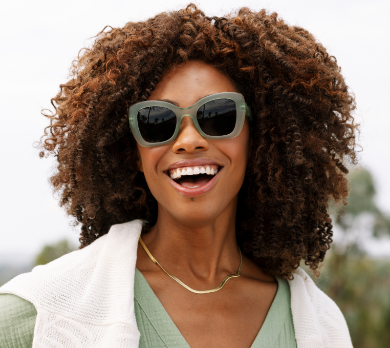 Model Showcasing Polarized Sunglasses