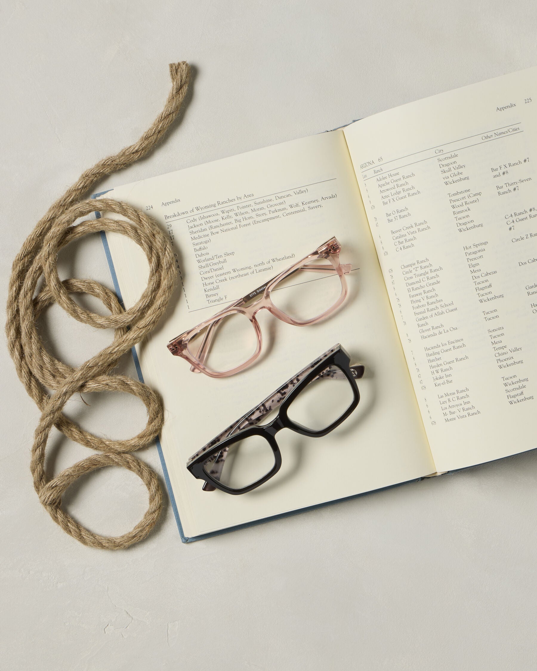 Western Edit frames arranged on vintage book with lasso